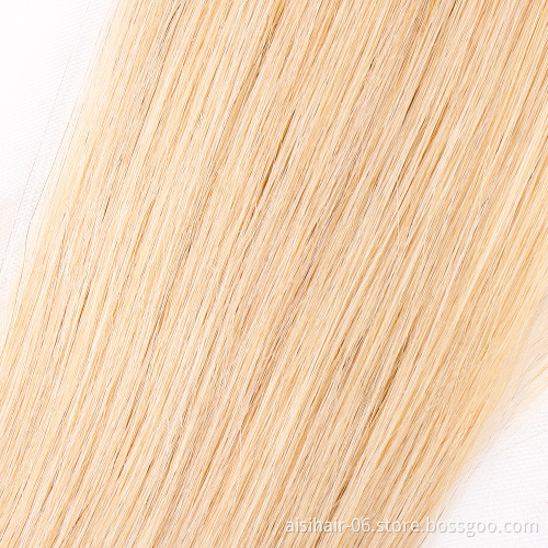 Aisi Hair Wholesale Blonde 613  Silky Straight Wave Human Hair Weave  Brazilian Human Hair 613 Bundles with Closure